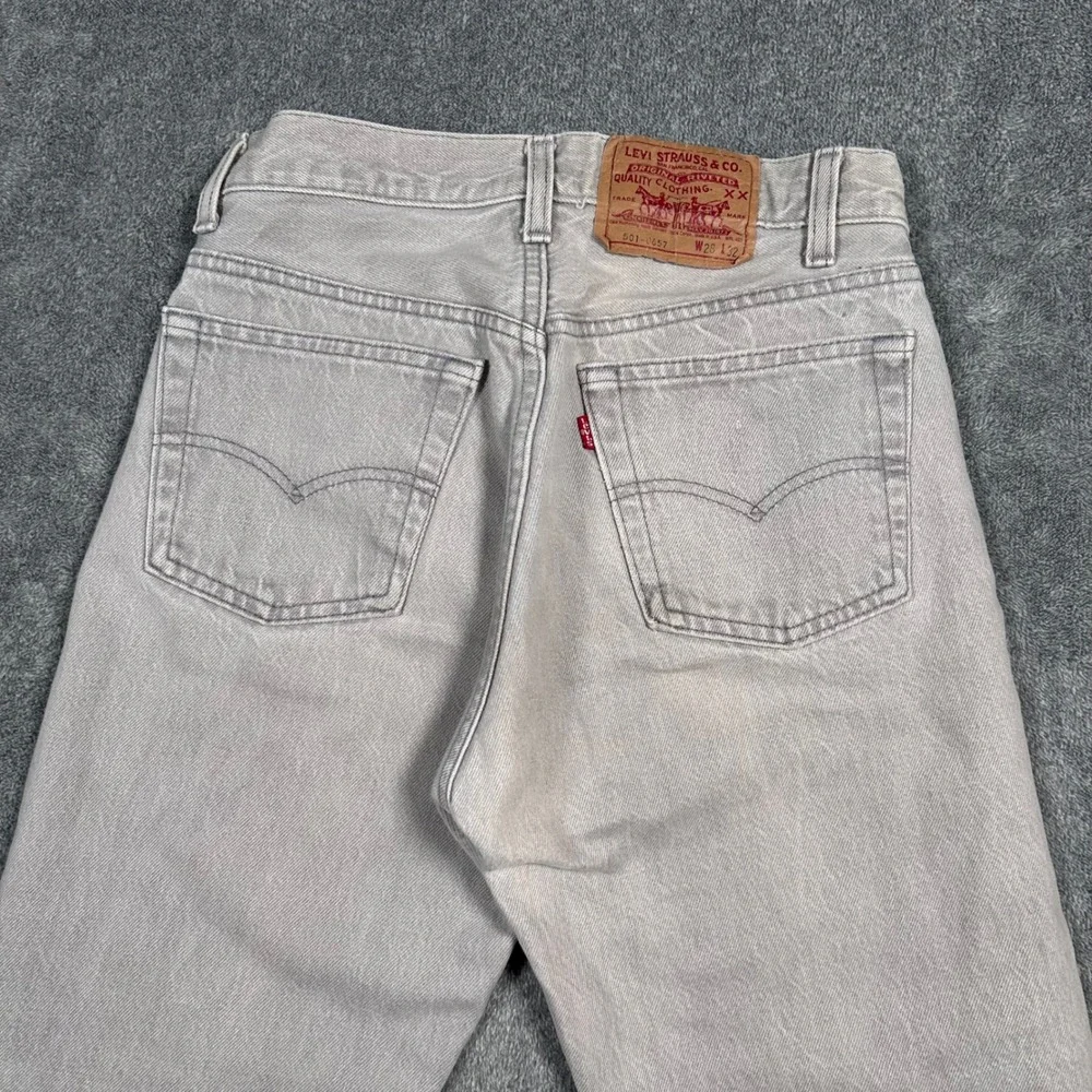 VTG 80s Levi's 501-0657 Gray Jeans Button Fly Mens 27x27 Cut Raw Hem Made in USA